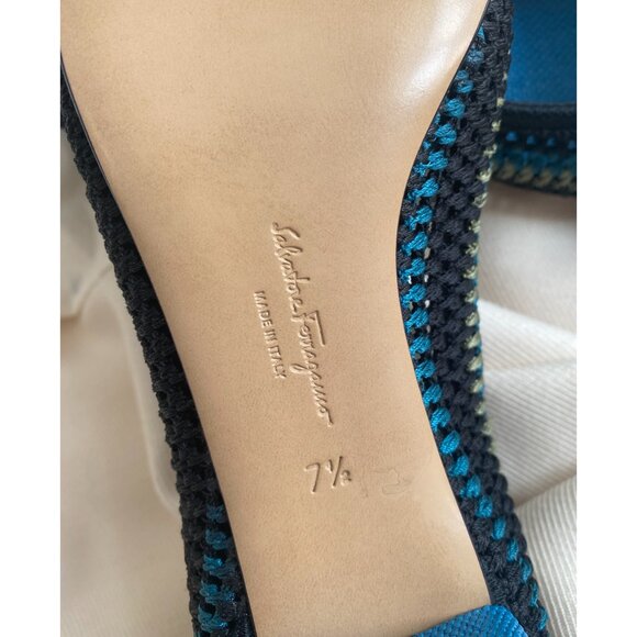 FERRAGAMO Vara Bow Pump Shoe In Multicolor Crochet, size 7.5 - Picture 5 of 8